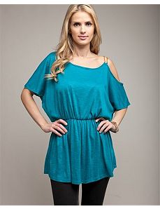 One Shoulder Gold Chain Teal Blouse by alight