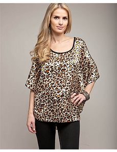 Cheetah Peep Shoulder Cape Top by alight