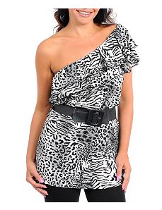 Black Animal Belted Top by alight