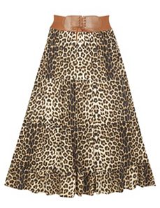 Belted Animal Print Skirt by alight