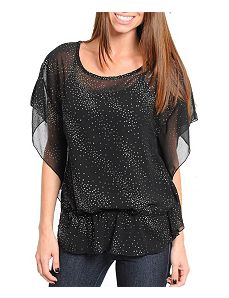 Black Shimmer Top by alight