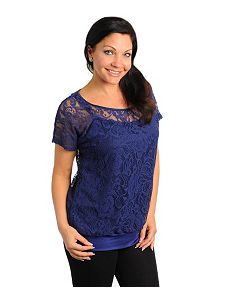 Navy Nowhere Lace Top by alight