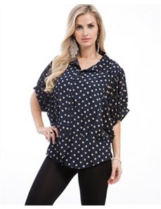 Navy Polka Dot Top by alight