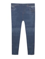 Blue Printed Jean Leggings by Extra Touch