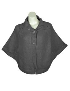 Black Button Down Poncho by Extra Touch