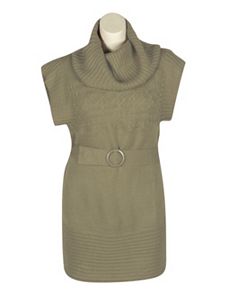 Tan Belt Sweater Dress by Extra Touch