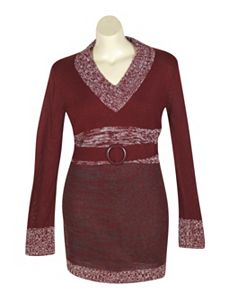 Red Tunic Sweater by Extra Touch