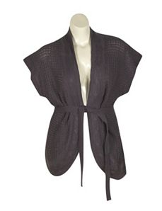 Grey Belted Cardigan by Extra Touch