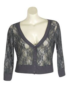 Grey Lace Cardigan by Extra Touch