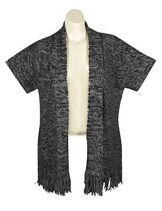Black Cable Sweater Cardigan by Extra Touch