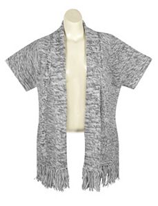 Grey Cable Sweater Cardigan by Extra Touch