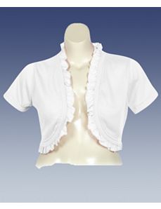 White Ruffle Shrug by Extra Touch