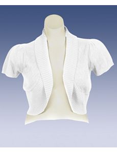 White Shawl Collar Shrug by Extra Touch