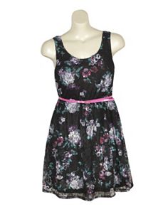 Black Lace Days Floral Dress by Extra Touch