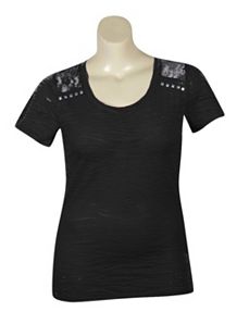 Black Zebra Lace Top by Extra Touch