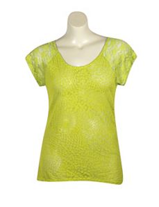 Lime Hi Low Lace Trim Top by Extra Touch