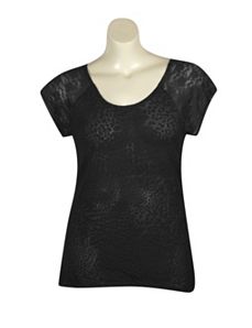 Black Hi Low Lace Trim Top by Extra Touch