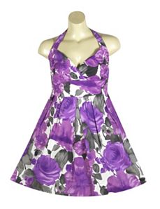 Purple Floral Halter Dress by Ruby Rox