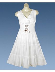 White Lace Up Maxi Dress by Mlle Gabrielle