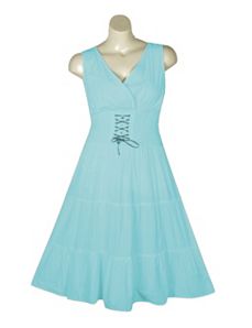 Turquoise Lace Up Maxi Dress by Mlle Gabrielle