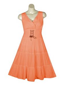 Coral Lace Up Maxi Dress by Mlle Gabrielle