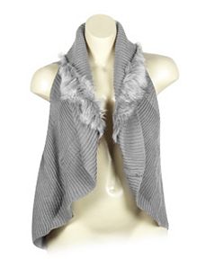 Grey Fur Collar Sweater by Yoki