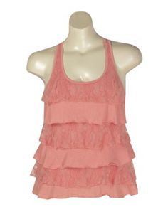 Peach Lace Tiered Top by NaNa