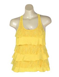 Yellow Lace Tiered Top by NaNa