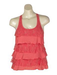 Coral Lace Tiered Top by NaNa