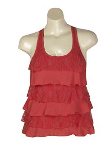Red Lace Tiered Top by NaNa