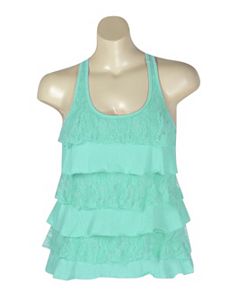Green Lace Tiered Top by NaNa