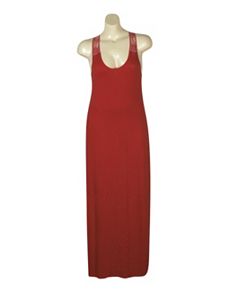 Rust Crochet Back Maxi Dress by NaNa