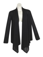 Black Ribbed Wrap Cardigan by Fashion Love
