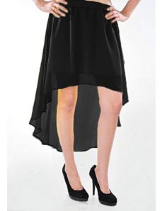 Black Hello Hi Low Skirt by Fashion Love