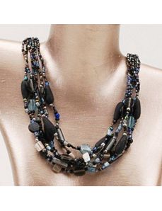 Blue Glam 6 Strand Necklace by Marlene's Jewels