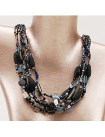 Blue Glam 6 Strand Necklace by Marlene's Jewels