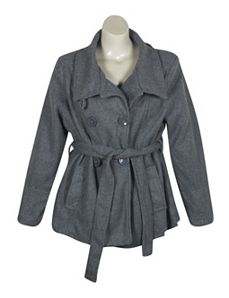 Gray Belted Wrap Coat by Last Kiss
