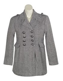 Black Herringbone Coat by Last Kiss