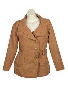Camel Faux Suede Jacket by Last Kiss