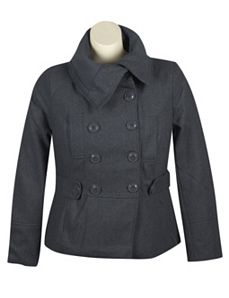 Grey Pea Coat by Last Kiss