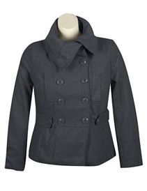Grey Pea Coat by Last Kiss