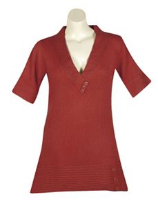 Red Metallic Tunic Sweater by Derek Heart