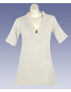 Cream Metallic Tunic Sweater by Derek Heart