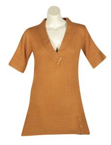 Gold Metallic Tunic Sweater by Derek Heart