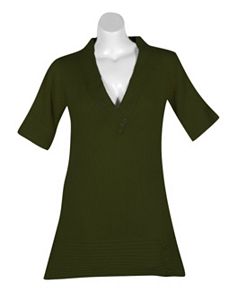 Green Metallic Tunic Sweater by Derek Heart