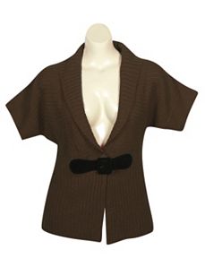 Brown Shawl Collar Cardigan by Derek Heart