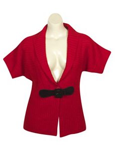 Red Shawl Collar Cardigan by Derek Heart