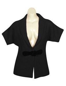 Black Shawl Collar Cardigan by Derek Heart