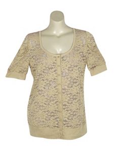 Sand Lucy Lace Cardigan by Derek Heart