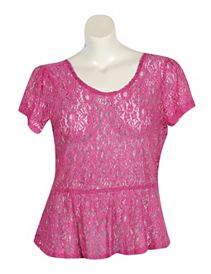 Pink Lace Peplum Top by Derek Heart